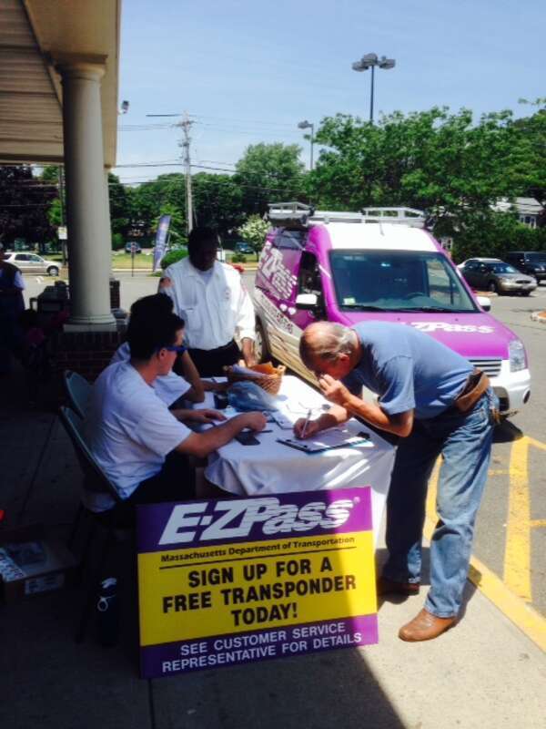 The E-Zpass crew signs up motorists to receive a transponder in anticipation of All-Electronic Tolling beginning in summer 2014 on the Tobin Bridge.
