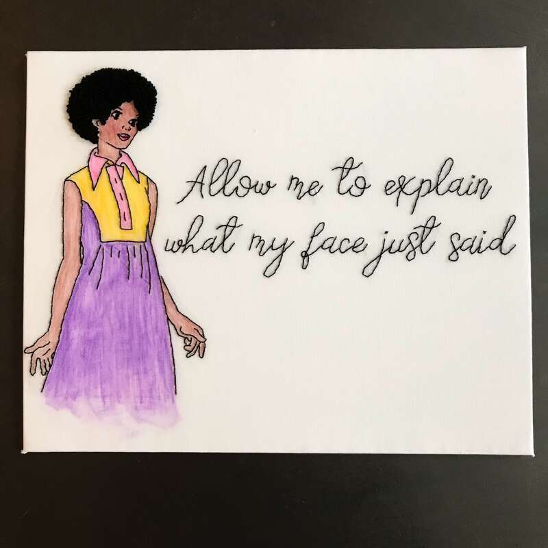 A feminist reimagining of vintage sewing pattern illustrations. This piece is one of 6 from the series that was acquired by the Soho House.