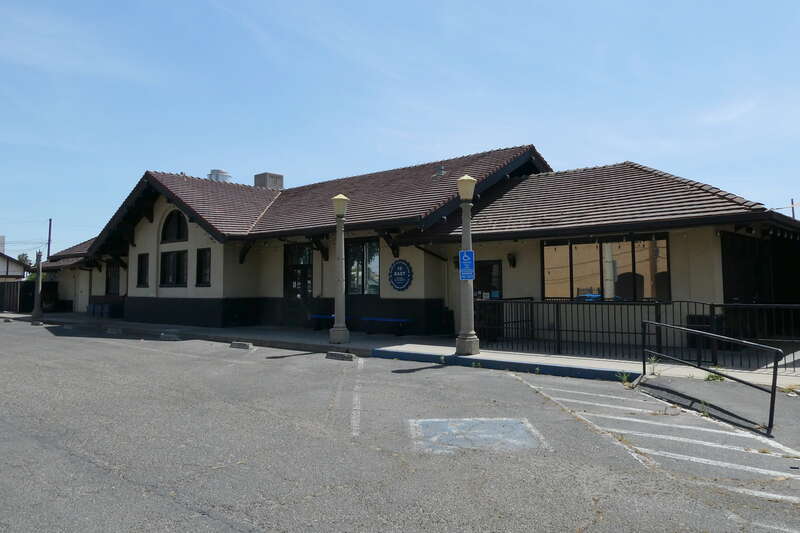 The former Southern Pacific Railroad station in Turlock in May 2022