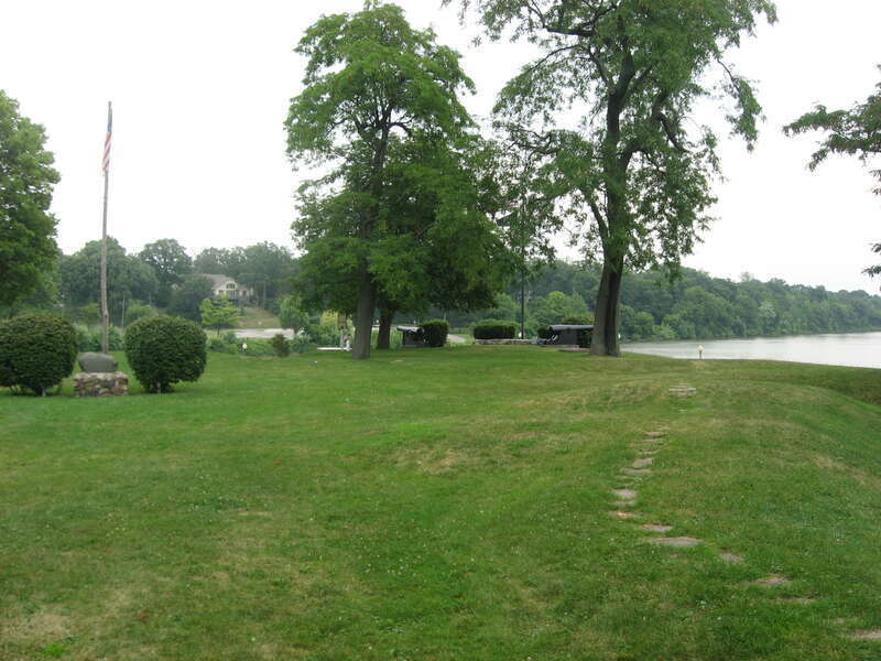 Overview from the south of the site of Fort Defiance, located atop a bluff overlooking the confluence of the Auglaize and Maumee Rivers in Defiance, Ohio, United States.  Built in 1794, the fort served as U.S. Army headquarters before the Battle of