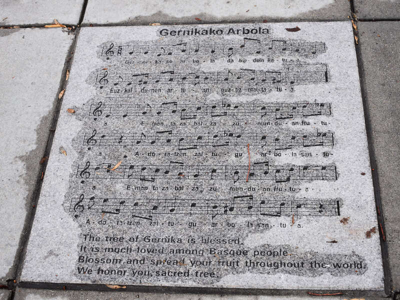 Street music or at least a song on the sidewalk at the Cyrus Jacobs-Uberuaga House near the Basque Museum &amp;amp; Cultural Center in Boise, Idaho, celebrates the trees planted by Basque politician José Antonio Ardanza.