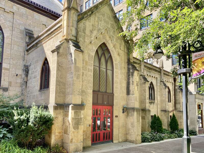 Built in 1855-1858, this Gothic Revival-style church was designed by James Douglas for the congregation of Grace Episcopal Church, the oldest congregation in Madison.  The building is the oldest remaining structure fronting Capitol Square, though