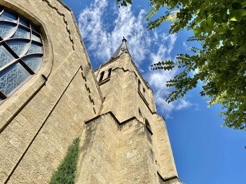 Built in 1855-1858, this Gothic Revival-style church was designed by James Douglas for the congregation of Grace Episcopal Church, the oldest congregation in Madison.  The building is the oldest remaining structure fronting Capitol Square, though