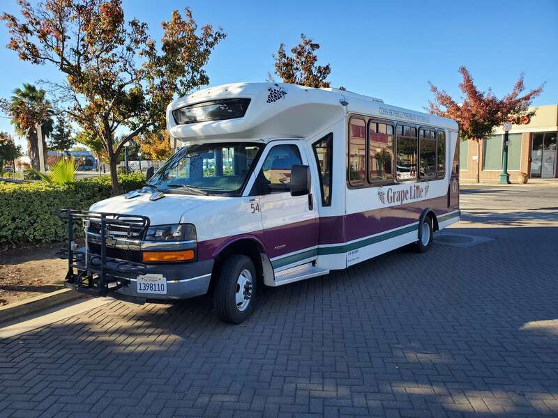 Lodi GrapeLine bus at Lodi station in November 2024