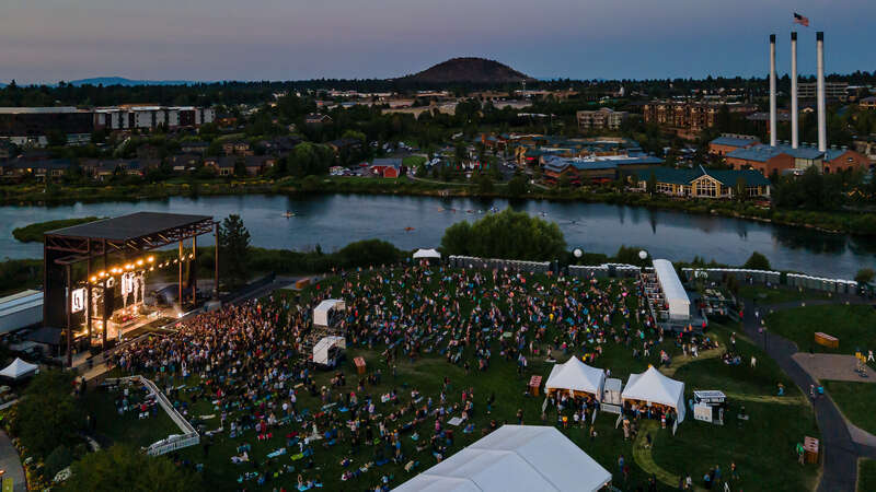 Drone image of the Hayden Homes Amphitheater in 2021.
