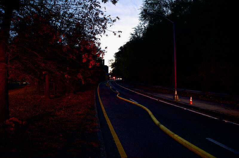 A brush fire in Highbridge Park.
