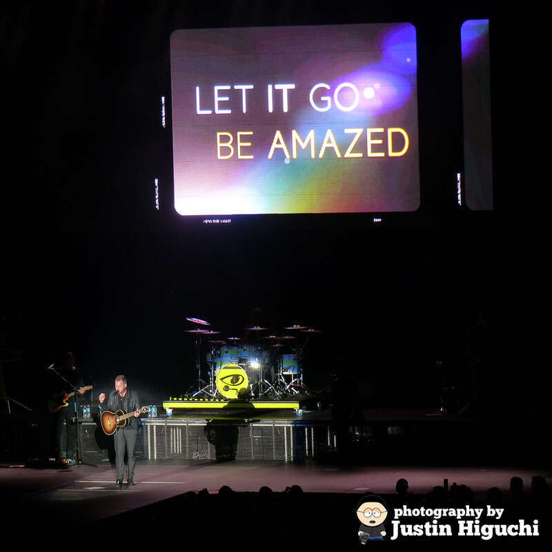 Matt Maher, Brandon Heath, Mandisa, and Matthew West performing live at The Forum in Inglewood California on Saturday March 1st, 2014. Part of the &quot;Hits Deep&quot; Tour with TobyMac.

Taken with a Panasonic DMC-FZ200 point-and-shoot bridge/superzoom