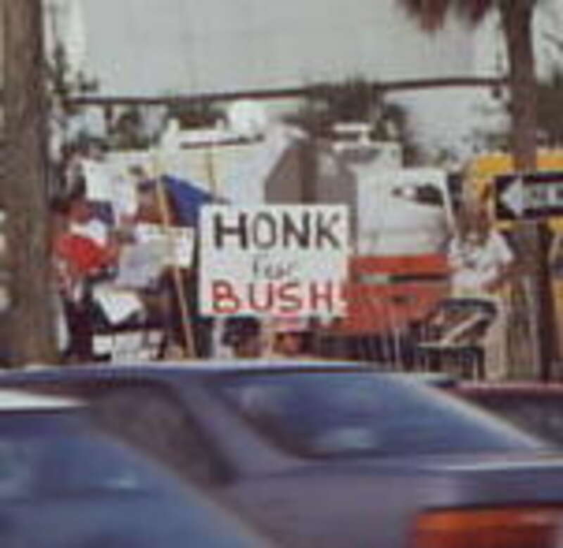 Protestors at Palm Beach County recount during 2000 election aftermath.