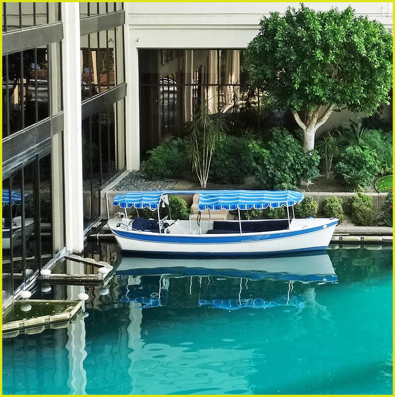 (1 in a multiple picture set)
These boats can take you right out of the lobby, onto the water, and around the grounds of Marriott Resort in Desert Springs, CA.