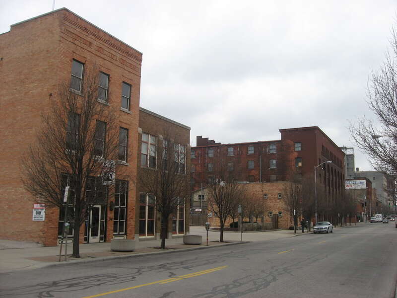 Buildings on the western side of Huron Street between Washington and Lafayette Streets in downtown Toledo, Ohio, United States.  This block is part of the Superior Streets Warehouse-Produce Historic District, a historic district that is listed on the