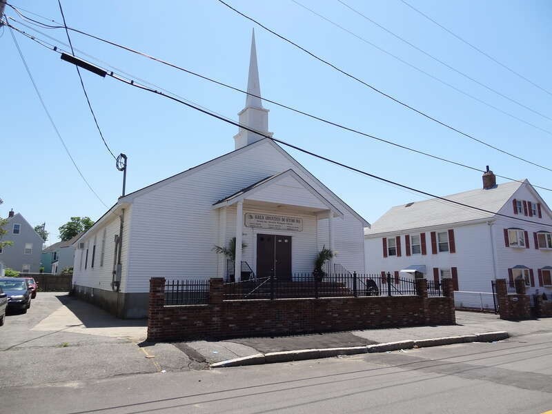 Igreja Adventista do Setimo Dia, a Portuguese Seventh Day Adventist church located at 211 Charles Street, Lowell, Massachusetts.  East and north (front) sides of building shown.
