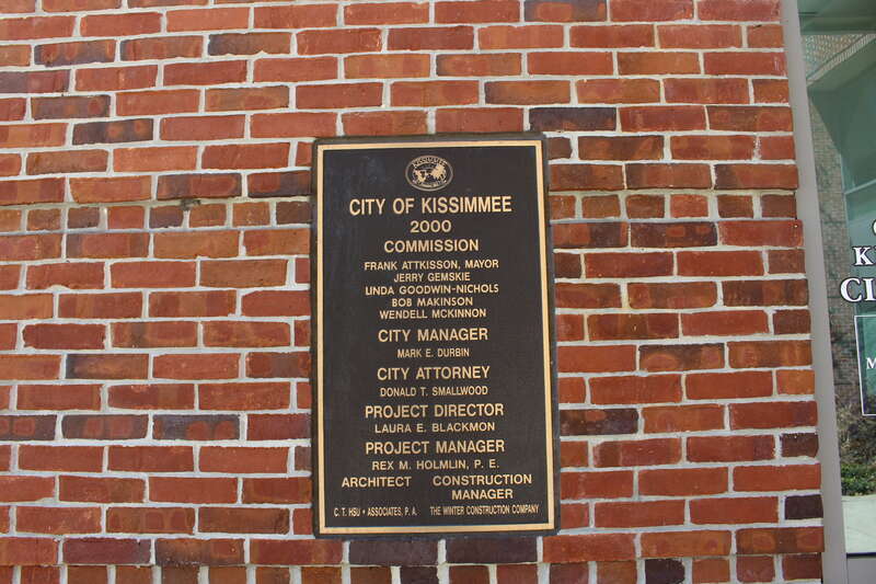 Kissimmee City Hall plaque, Kissimmee, Osceola County, Florida