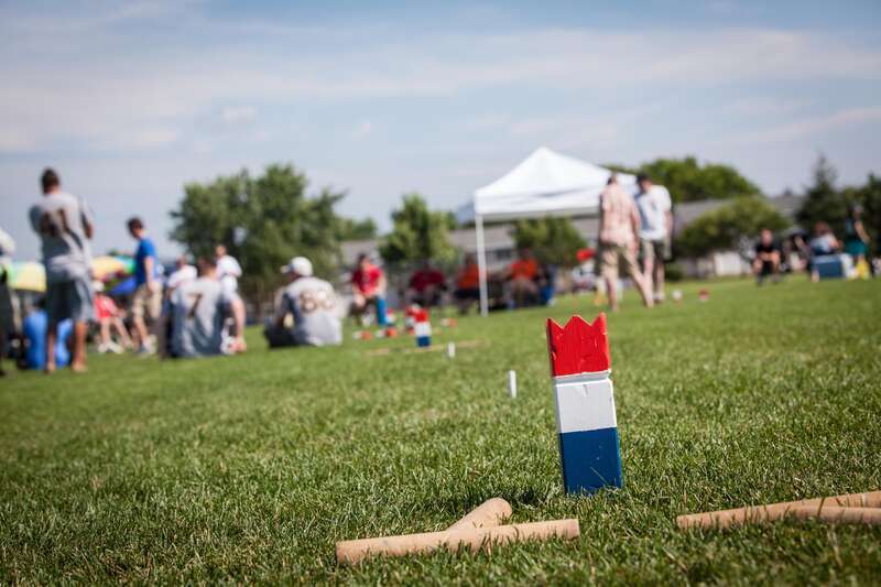 Kubb King on an unused pitch during final rounds of the 2013 USA Kubb National Championship.