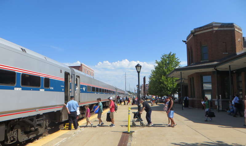 A Lincoln Service train at Springfield station in July 2019