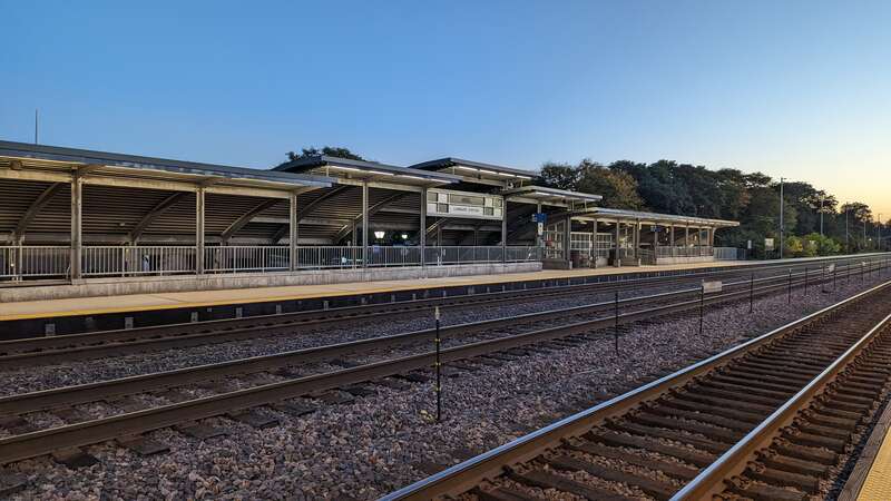 View from the tracks of the Lombard station on Union Pacific West