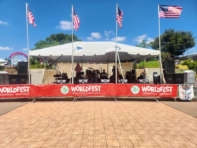 Swing 39 playing on the Fountain Stage at Louisville WorldFest on September 2, 2024
