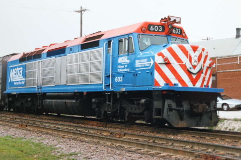 Bensenville, IL, Midwestern U.S. railroad, 1987; digital copy of print. Complete indexed photo collection at WorldHistoryPics.com.
