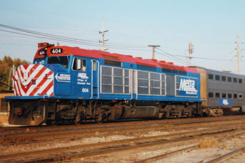 Bensenville, IL, Midwestern U.S. railroad, 1987; digital copy of print. Complete indexed photo collection at WorldHistoryPics.com.