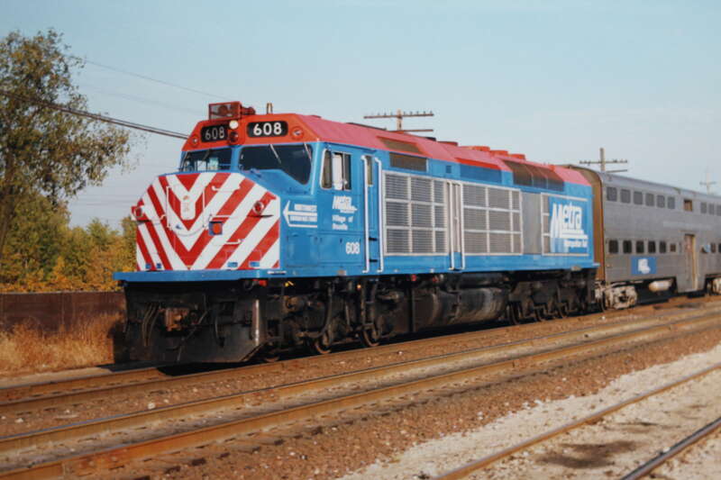 Bensenville, IL, Midwestern U.S. railroad, 1987; digital copy of print. Complete indexed photo collection at WorldHistoryPics.com.