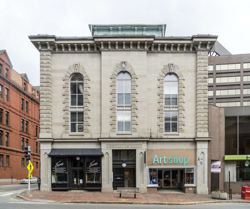 Mechanics Hall is a historic commercial building and meeting hall at 519 Congress Street in downtown Portland, Maine. Built in 1857-59