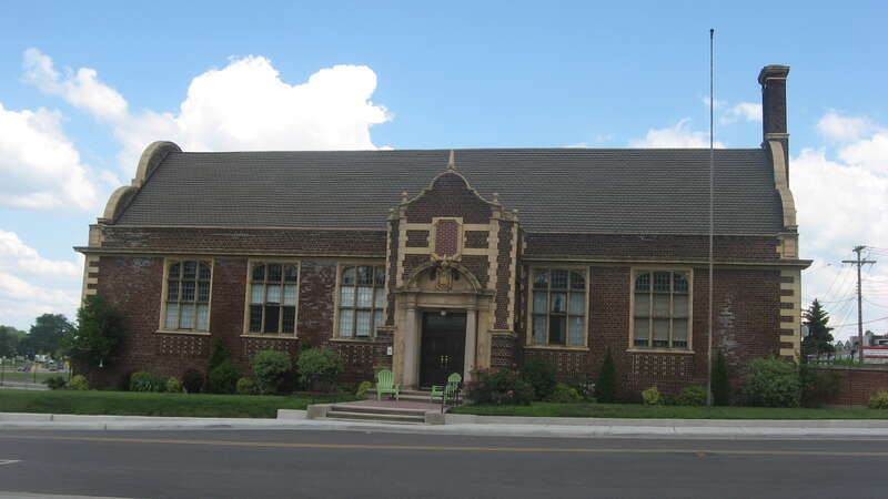 Front of the Mishawaka Carnegie Library, located at 122 N. Hill Street in Mishawaka, Indiana, United States.  Built in 1916, it is listed on the National Register of Historic Places.