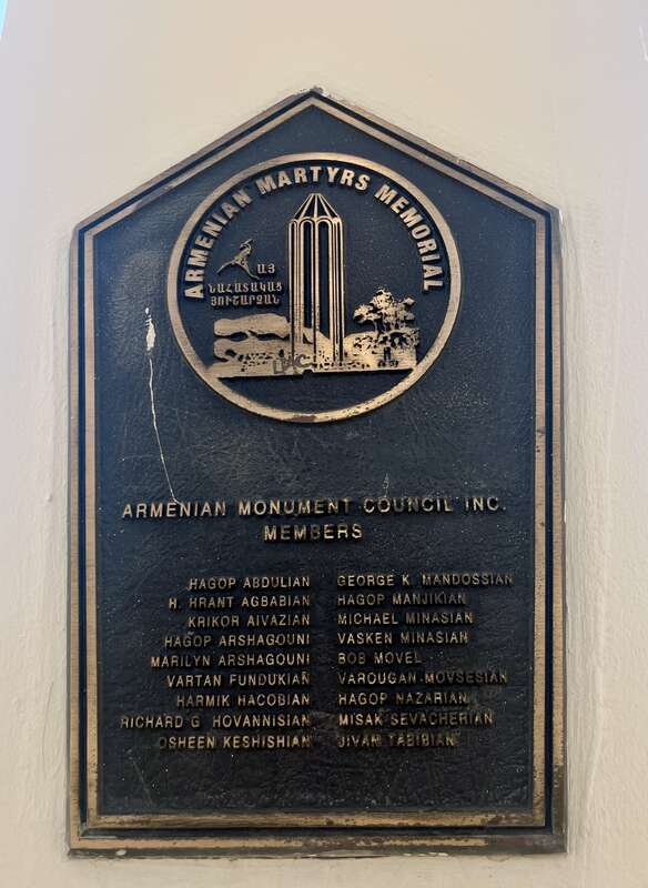 Montebello Genocide Memorial (July 2023) a plaque.