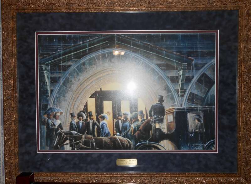 Painting by the late Robert &quot;Bob&quot; F. Morgan, &quot;An Evening at the Club&quot;, on permanent display in foyer of Montana Club building, 24 W. 6th Helena, MT Built in 1905, building is part of the Helena Historic District on NRHP and houses a private club