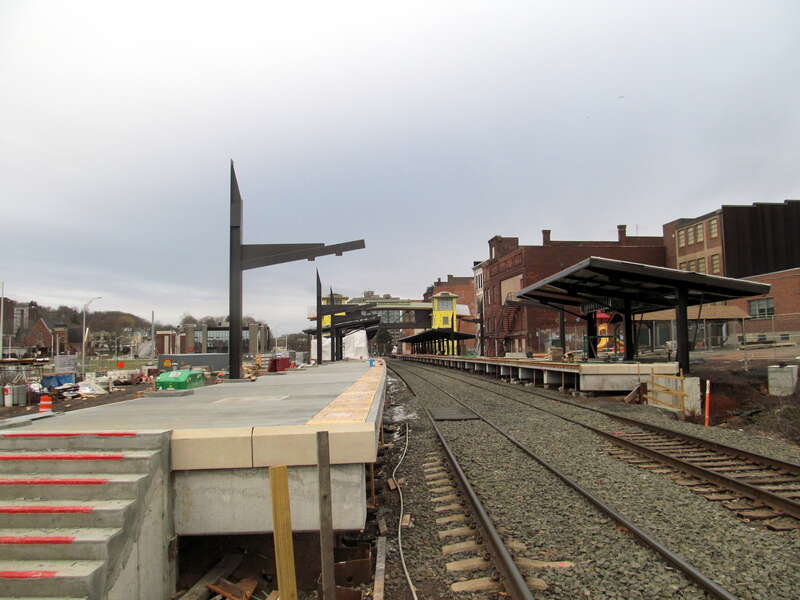 Construction of the new Meriden station in December 2016