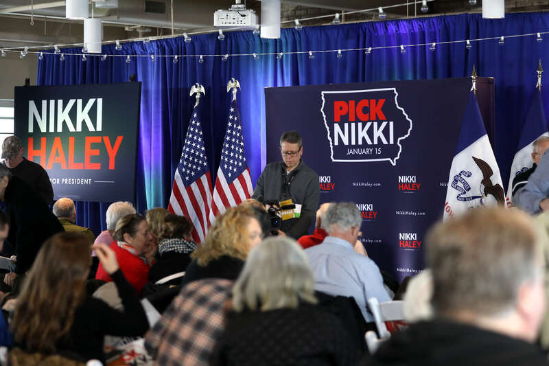 Supporters at a campaign rally for former United Nations Ambassador Nikki Haley at Toast in Ankeny, Iowa.

Please attribute to Gage Skidmore if used elsewhere.