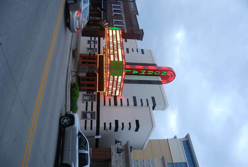 Just down the street from the campus of Illinois State University.
Its animated neon marquee is a sight to behold.