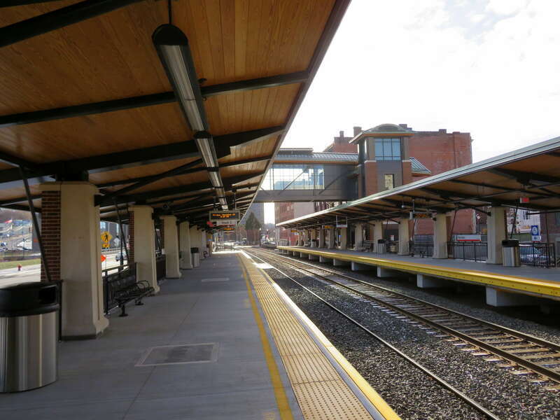 The newly rebuilt Meriden station in December 2017