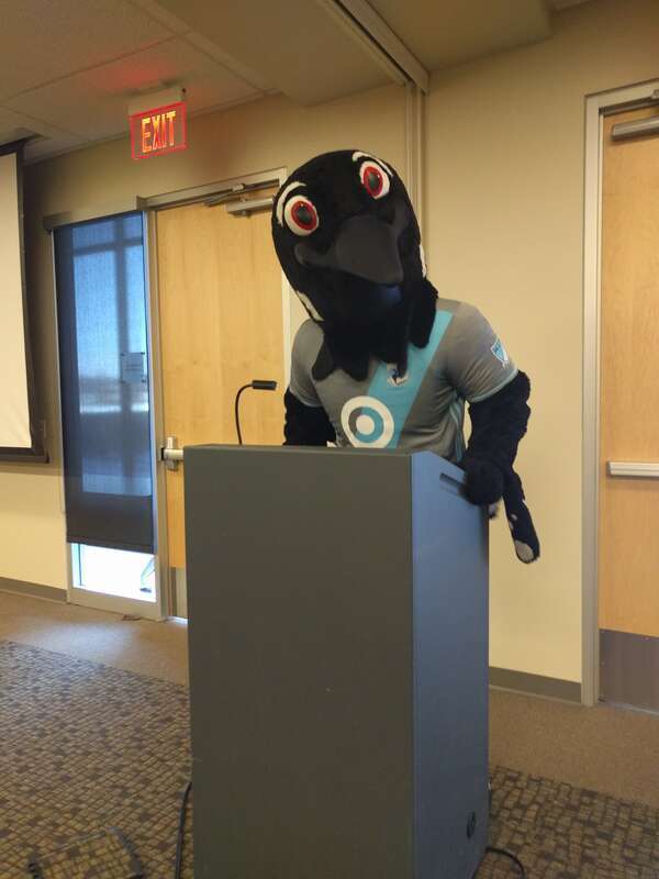 Mascot of Minnesota United FC. Appeared at MinneAnalytics SportCon 2018.