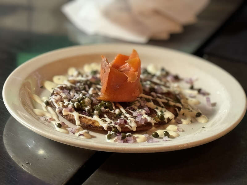 Smoked salmon at Pasta Prego, California