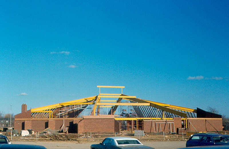 My wife was Catholic, and attended St. Vincent de Paul Church.  While we lived in Peoria, the church held services in the school gymnasium.  It built a church building, which was not completed before we left.  This is probably the last photo that I