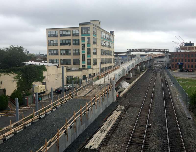 Red Bridge viaduct construction in September 2020
