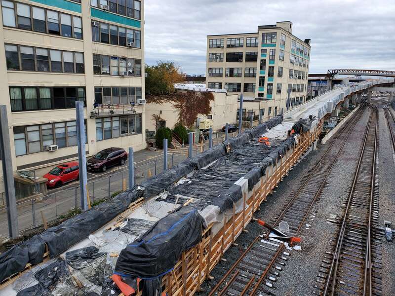 Red Bridge viaduct construction in November 2020