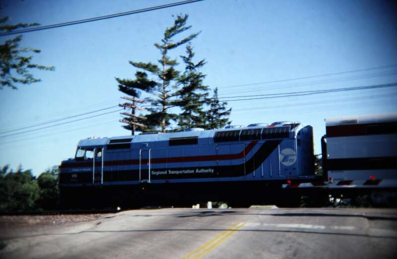 Wheaton, IL, Midwestern U.S. railroads, 1986; digital copy of slide. Complete indexed photo collection at WorldHistoryPics.com.