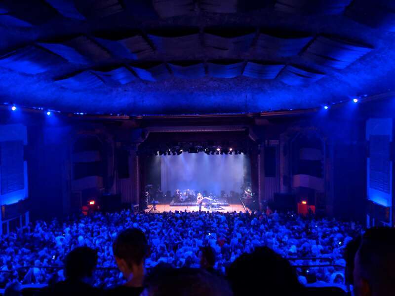 The stage at the Royal Oak Music Theatre in Detroit, MI, viewed from the balcony