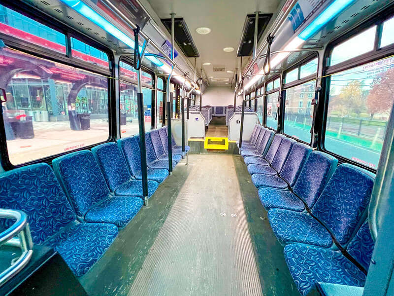 Seating pattern of Rutgers Eldorado Axess BRT - 39 blue seats