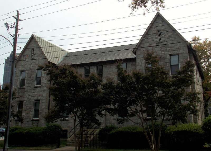 A building in the Sacred Heart Cathedral complex near downtown Raleigh, North Carolina.