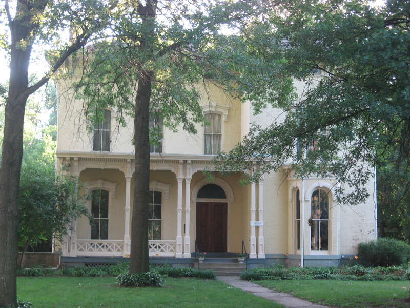 Front of the Sage-Robinson-Nagel House, located at 1411 S. Sixth Street in Terre Haute, Indiana, United States.  Built in 1868 and since converted into a museum, it is listed on the National Register of Historic Places, and it is part of a