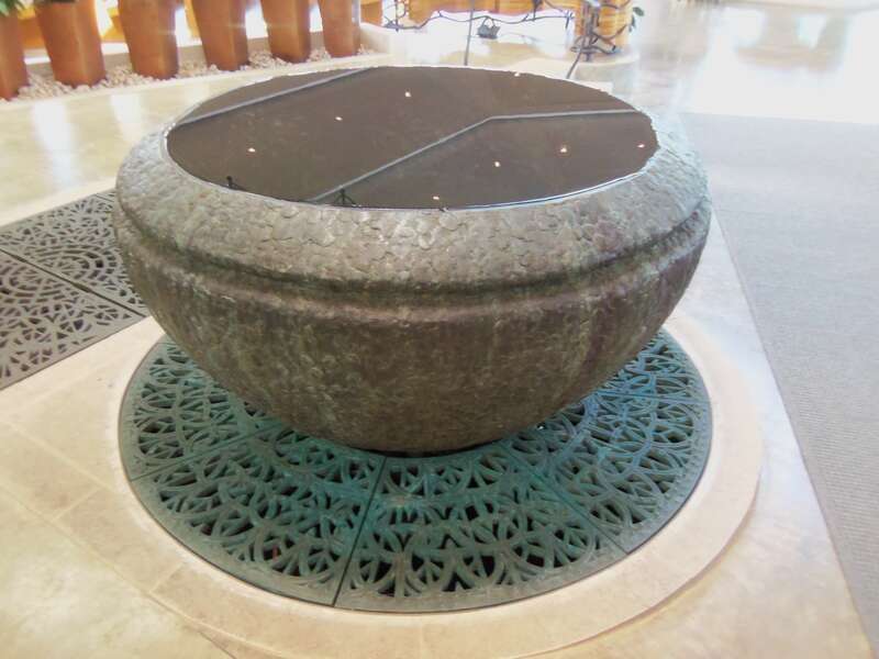 The baptismal font in Saint Rose of Lima Catholic Church in Gaithersburg, Maryland.