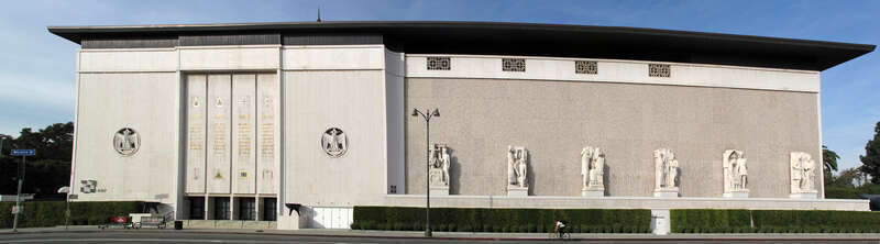 Scottish Rite Masonic Temple Los Angeles in 2021. 3-shot pano