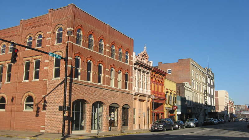 Buildings on the northern side of Second Street east of the Allen Street intersection in Owensboro, Kentucky, United States.  This block is part of the Owensboro Historic Commercial District, a historic district that is listed on the National