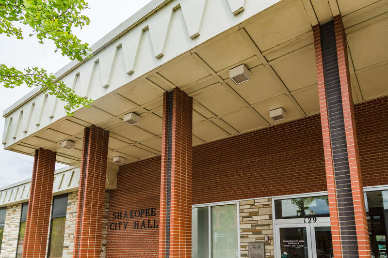 Shakopee City Hall at 129 Holmes Street South in the City of Shakopee, Minnesota