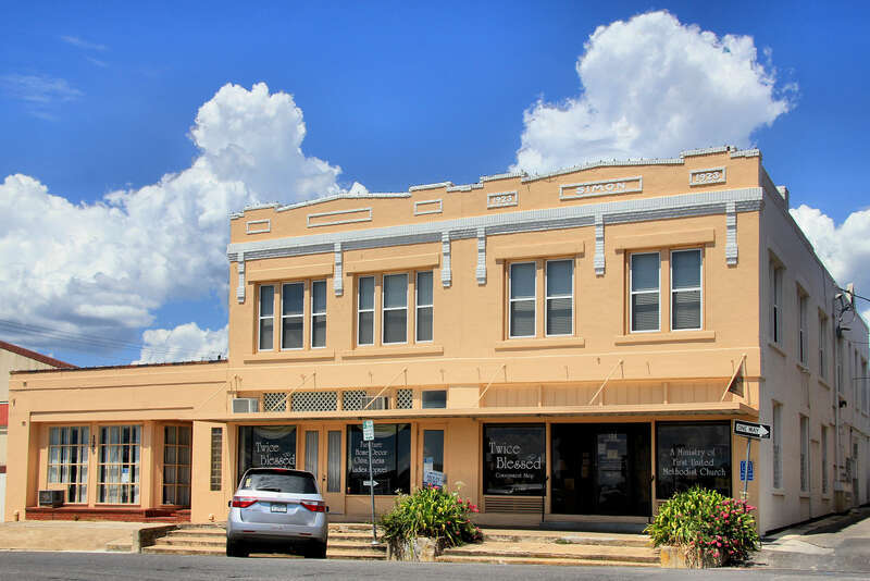 The Simon Building in San Marcos, Texas, United States. The building was listed on the National Register of Historic Places on August 26, 1983.