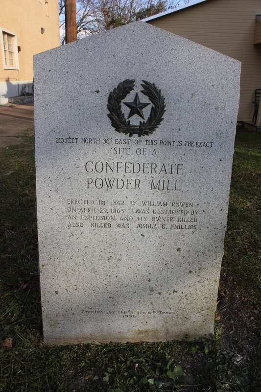 Erected in 1862 by William Rowen. On April 29, 1863 it was destroyed by an explosion and its owner killed. Also killed was Joshua G. Phillips.