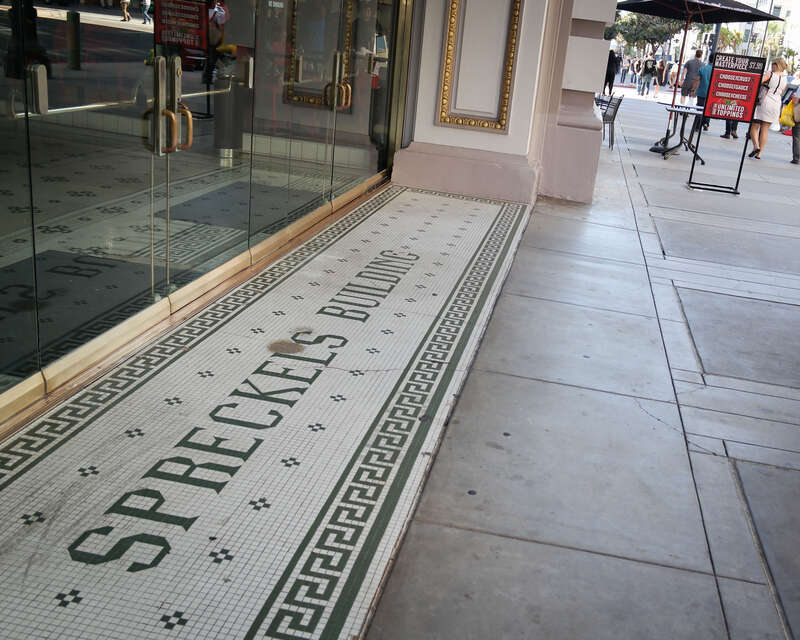 A detail at the Spreckels Theater Building in San Diego, California