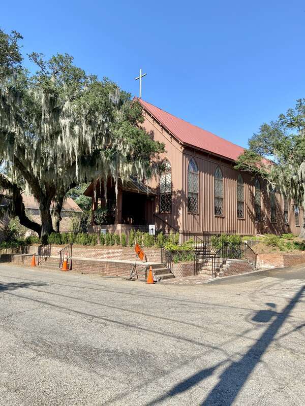 Built in 1857, this Carpenter Gothic-style church was designed by Charleston-based architect Edward B. White, and served as a chapel of ease for the congregation of Christ Church for the townspeople of Mount Pleasant.  The church split from Christ