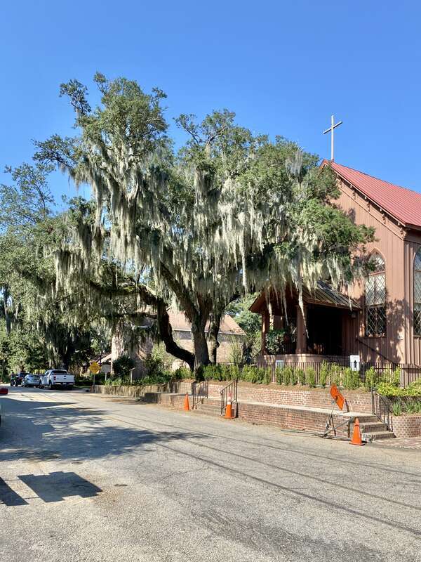 Built in 1857, this Carpenter Gothic-style church was designed by Charleston-based architect Edward B. White, and served as a chapel of ease for the congregation of Christ Church for the townspeople of Mount Pleasant.  The church split from Christ